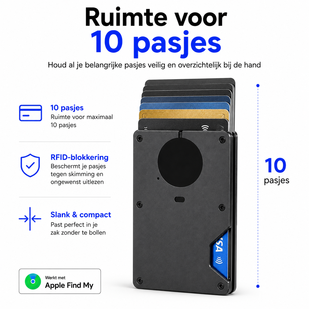 Pasjeshouder met Tracker voor Apple Find My | RFID & Aluminium - Afbeelding 14