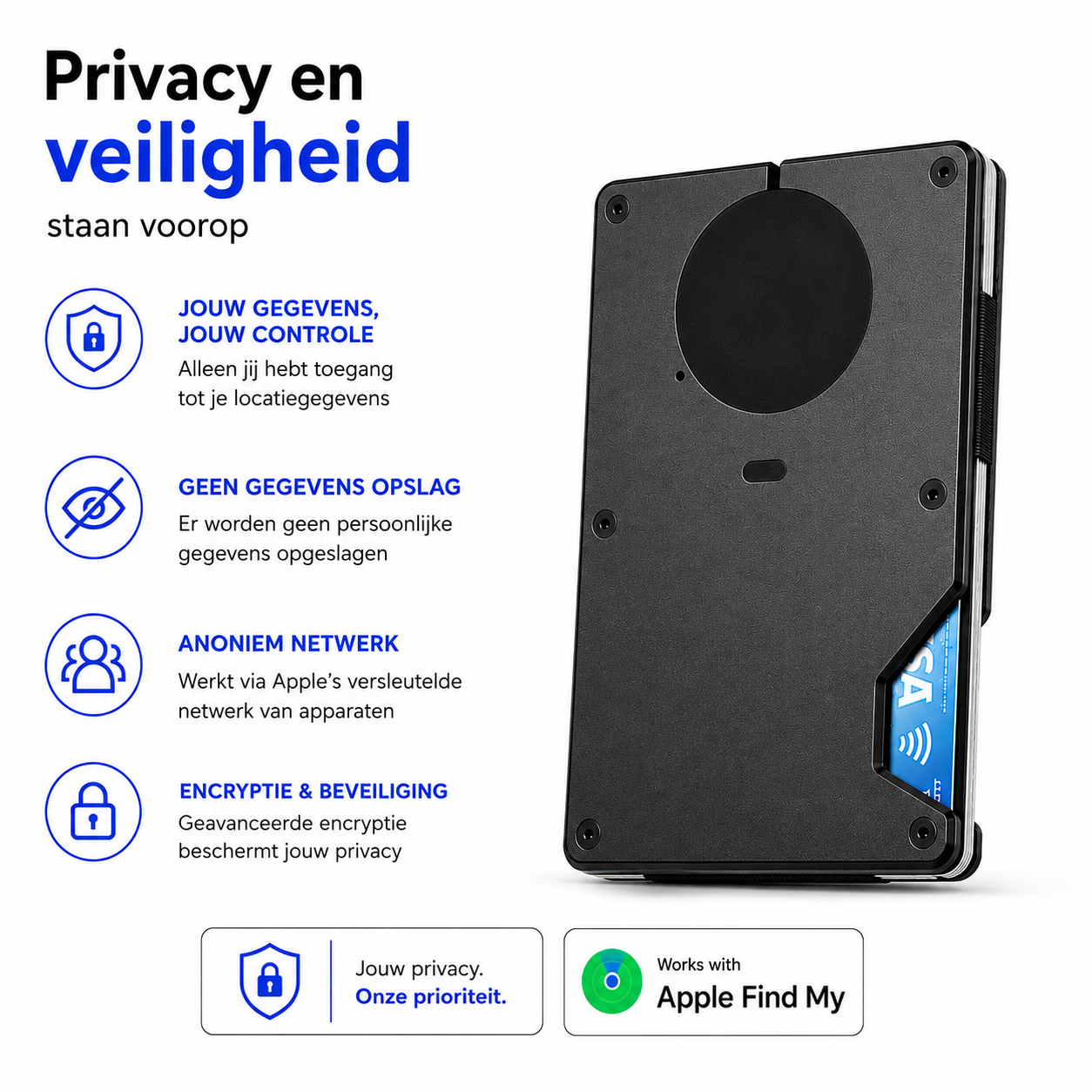 Pasjeshouder met Tracker voor Apple Find My | RFID & Aluminium - Afbeelding 11