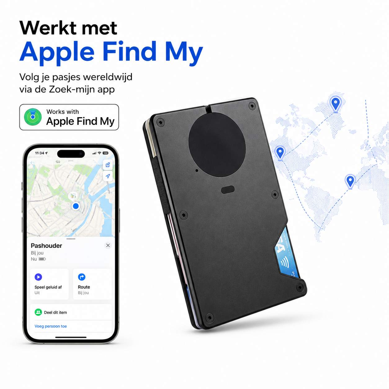 Pasjeshouder met Tracker voor Apple Find My | RFID & Aluminium - Afbeelding 6