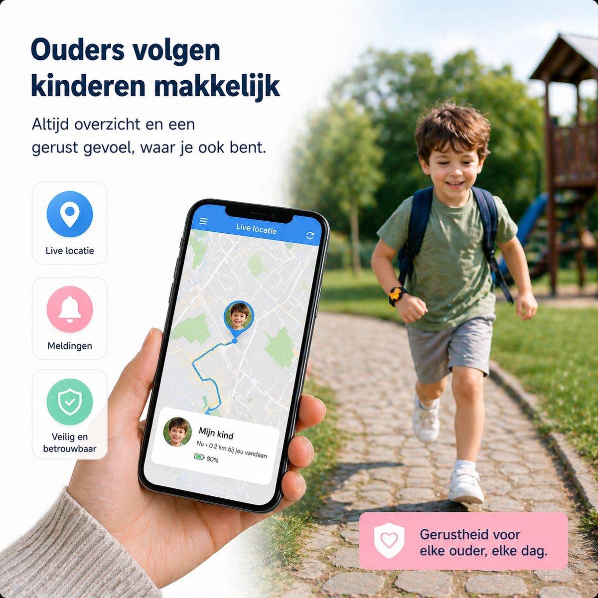 Kinder GPS Tracker Armband – Android of IOS - Blauw - Afbeelding 8