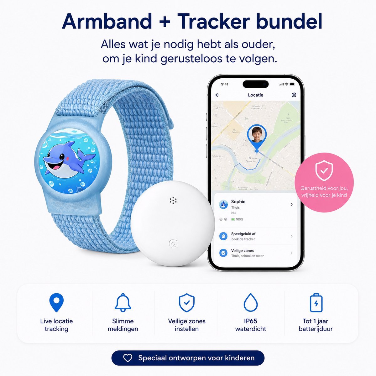 Kinder GPS Tracker Armband – Android of IOS - Zon - Afbeelding 4